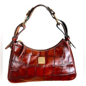 Vintage Dooney & Bourke Harrison Croc Embossed Leather Shoulder Bag w/ COA
